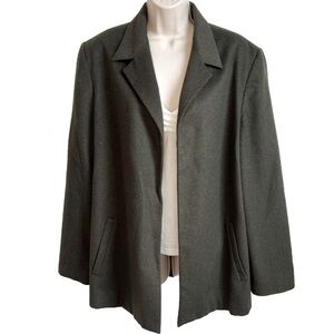Valerie Stevens Vintage Cashmere Wool Soft Open Blazer Jacket Green Pockets 14